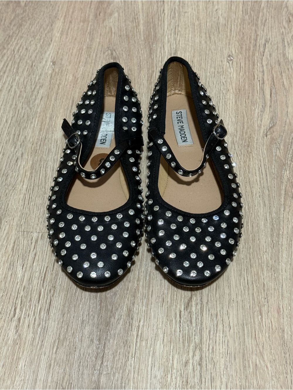 Steve Madden Women’s Black Studded Mary Jane Flats